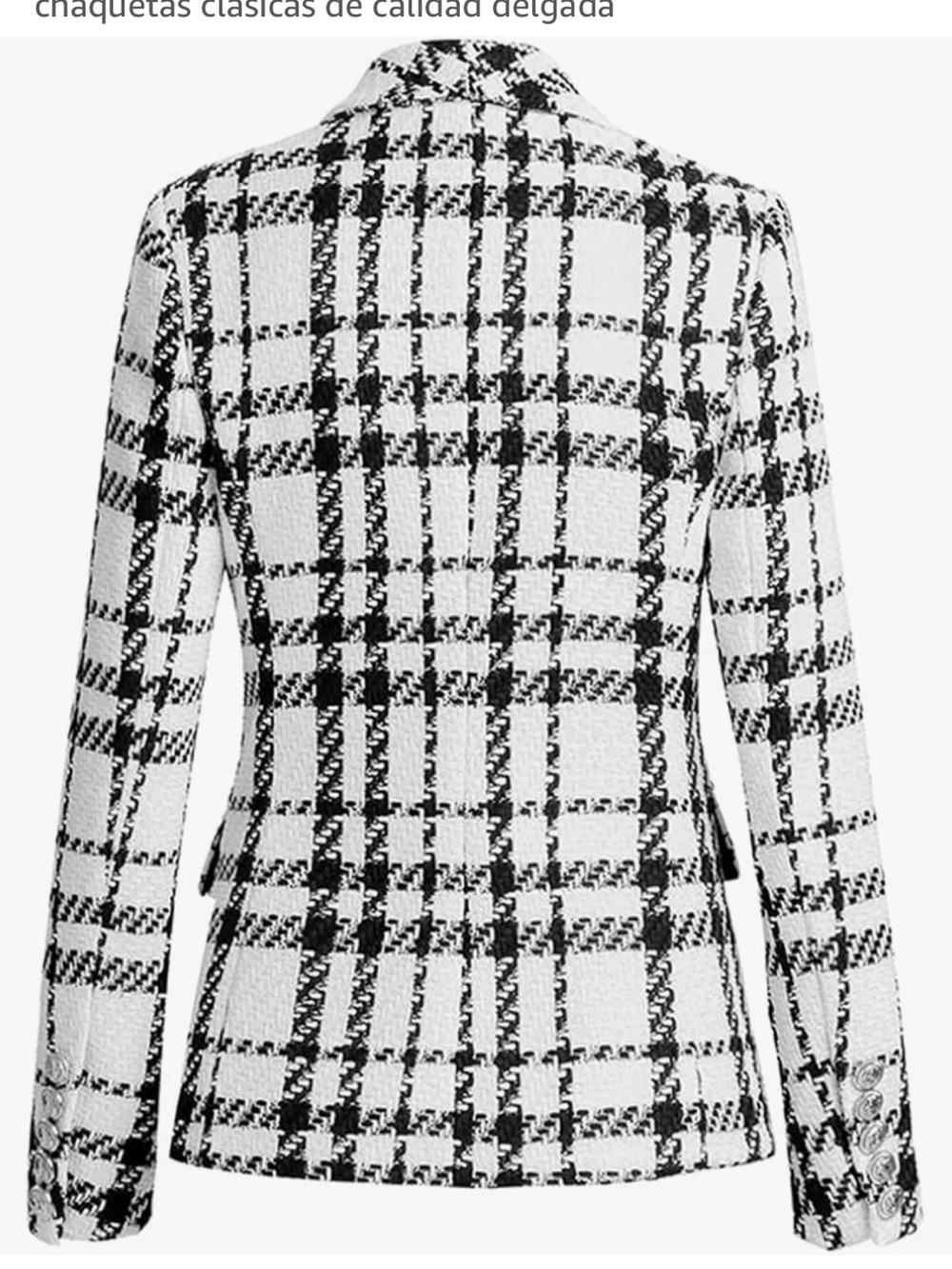 Black & White Plaid Tweed Women's Blazer worn only once - Picture 2 of 8